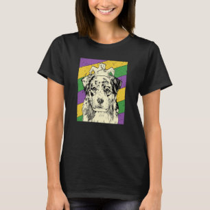 Australian Shepherd Jester Mardi Gras Dog Mom or D T-Shirt