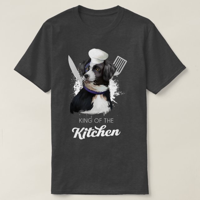 Australian Shepherd King of the Kitchen Funny Dog  T-Shirt (Design Front)