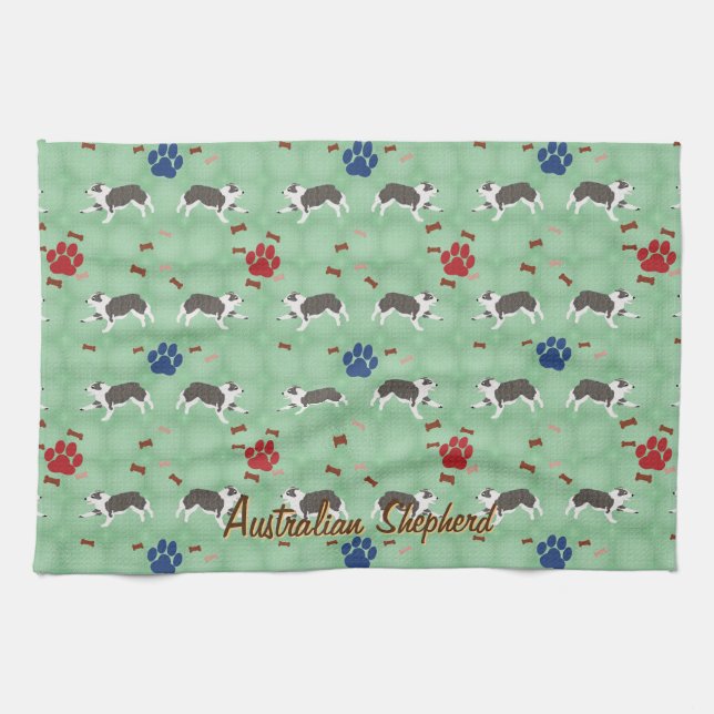 Australian Shepherd Kitchen Towel (Horizontal)