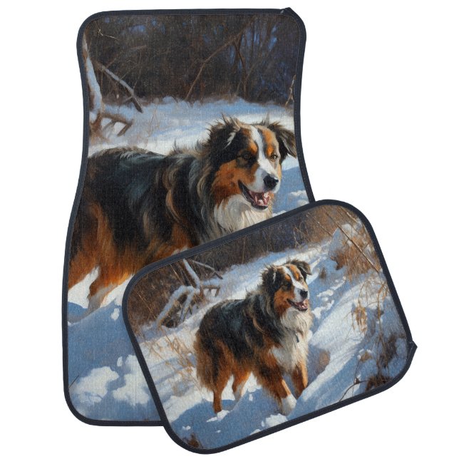 Australian Shepherd Let It Snow Christmas Car Floor Mat (Set)