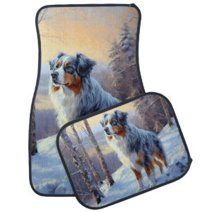Australian Shepherd Let It Snow Christmas  Car Floor Mat