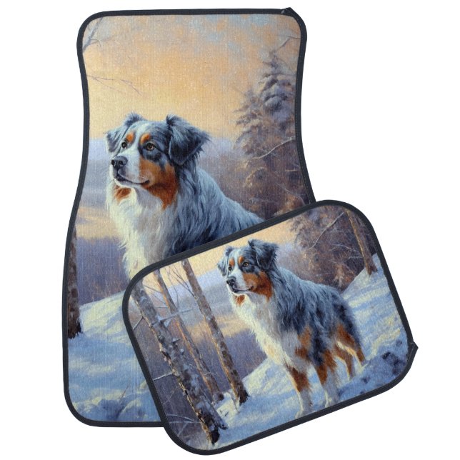 Australian Shepherd Let It Snow Christmas  Car Floor Mat (Set)