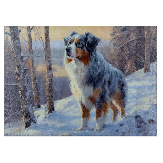 Australian Shepherd Let It Snow Christmas  Cutting Board (Front)