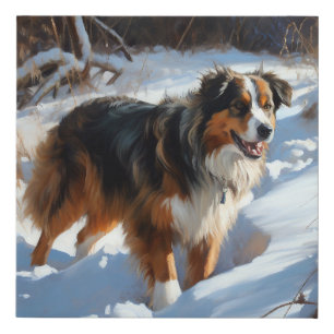 Australian Shepherd Let It Snow Christmas Faux Canvas Print
