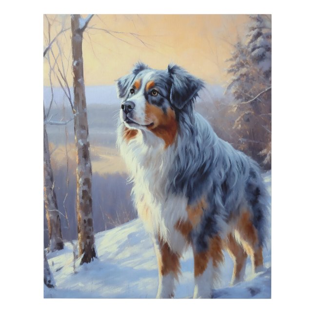 Australian Shepherd Let It Snow Christmas  Faux Canvas Print (Front)