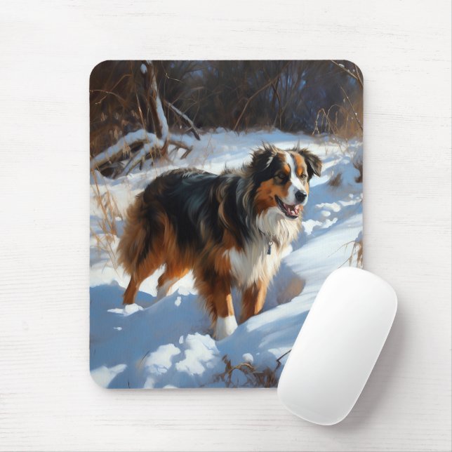 Australian Shepherd Let It Snow Christmas Mouse Pad (With Mouse)