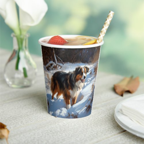 Australian Shepherd Let It Snow Christmas Paper Cups