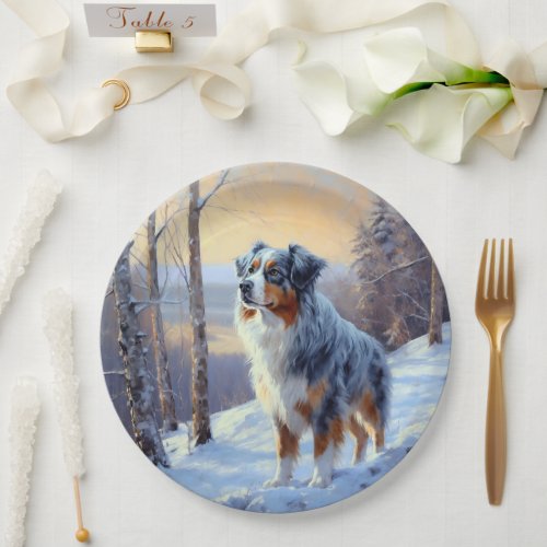 Australian Shepherd Let It Snow Christmas  Paper Plates