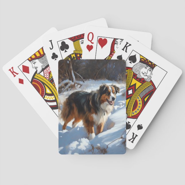 Australian Shepherd Let It Snow Christmas Poker Cards (Back)