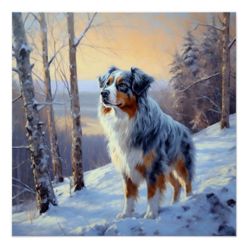 Australian Shepherd Let It Snow Christmas  Poster