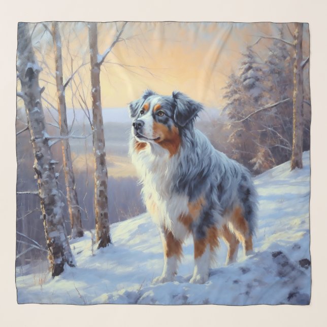 Australian Shepherd Let It Snow Christmas  Scarf (Front)