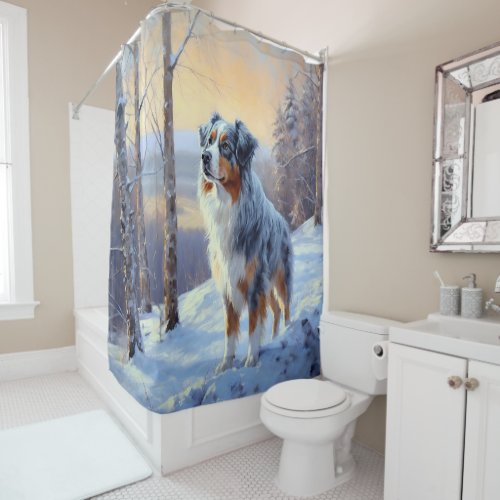 Australian Shepherd Let It Snow Christmas  Shower Curtain