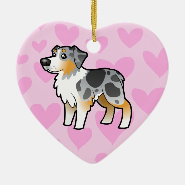 Australian Shepherd Love (add your own message) Ceramic Ornament (Front)