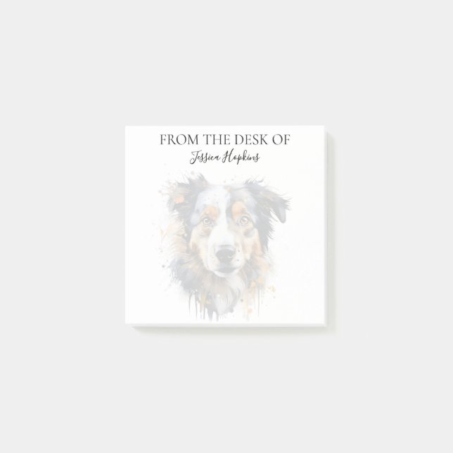 Australian Shepherd Lover Monogrammed Dog Post-it Notes (Front)
