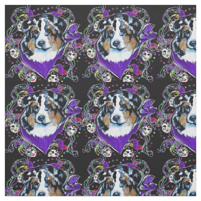 AUSTRALIAN SHEPHERD - MARDI GRAS FABRIC (Swatch)