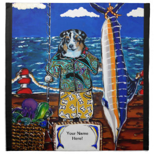 Australian Shepherd Marlin Fishing Napkin
