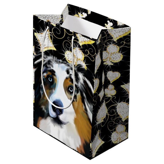 Australian Shepherd   Medium Gift Bag (Back Angled)