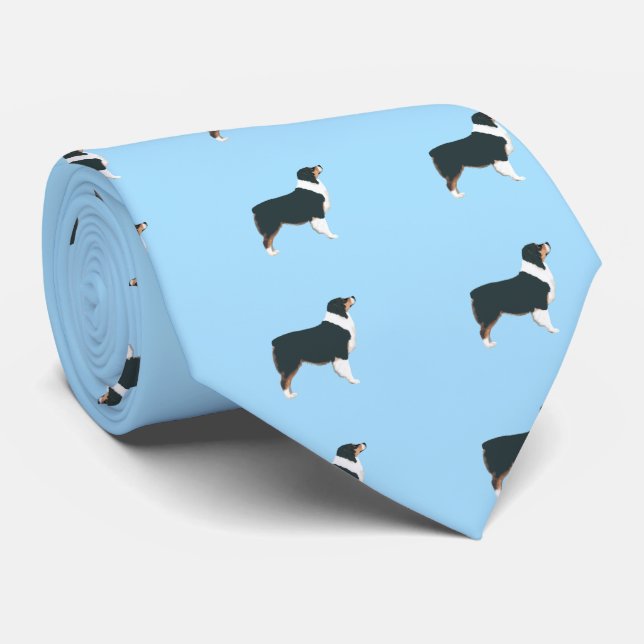 Australian Shepherd Mens double-sided printed tie (Rolled)
