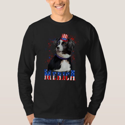 Australian Shepherd Merica American Flag Dog July  T_Shirt