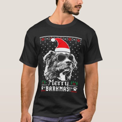 Australian Shepherd Merry Barkmas Christmas Gif T_Shirt
