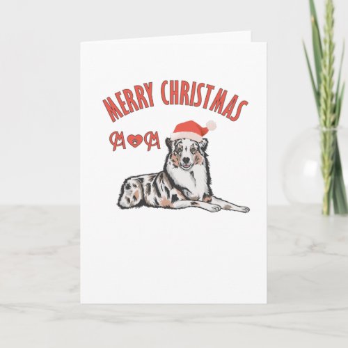 Australian Shepherd Merry Christmas Mom Card