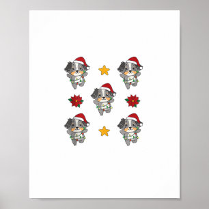 Australian Shepherd Merry Christmas Winter Dogs Ch Poster