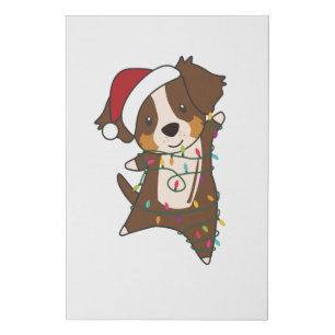Australian Shepherd Merry Christmas Winter Faux Canvas Print