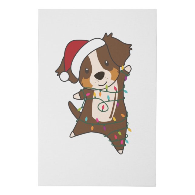 Australian Shepherd Merry Christmas Winter Faux Canvas Print (Front)