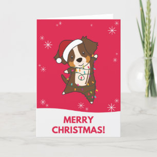 Australian Shepherd Merry Christmas Winter Holiday Card