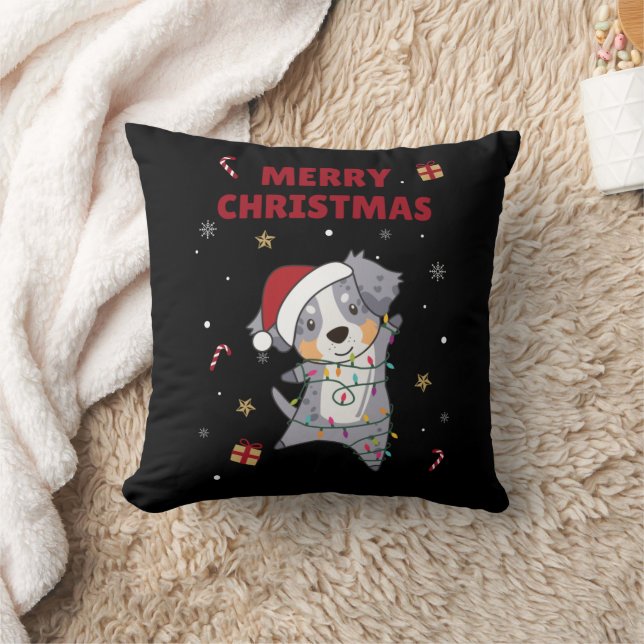 Australian Shepherd Merry Christmas Winter Throw P Pillow (Blanket)