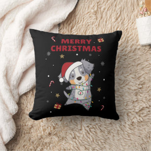 Australian Shepherd Merry Christmas Winter Throw P Throw Pillow