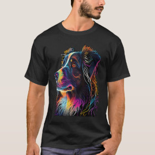 Australian Shepherd Mini Colorful Abstract Line T-Shirt