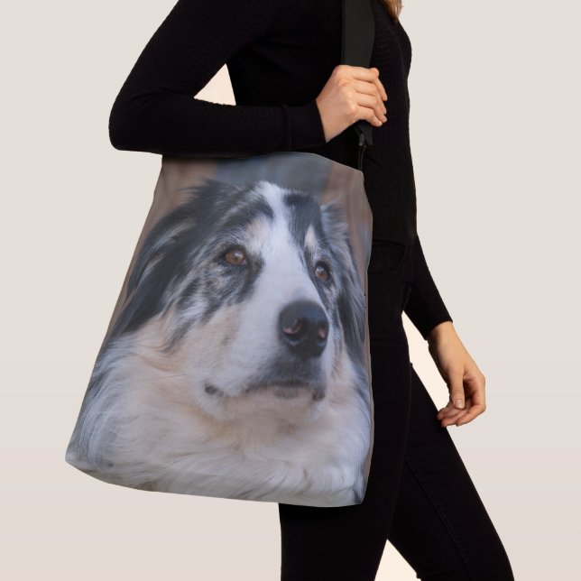 Australian Shepherd Mix Close-Up Photograph Crossbody Bag (Close Up)