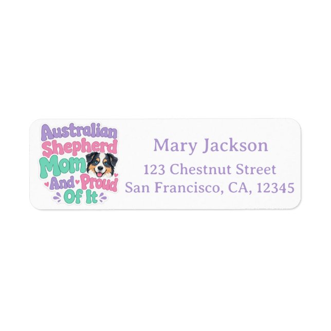 Australian Shepherd Mom Return Address Labels (Front)