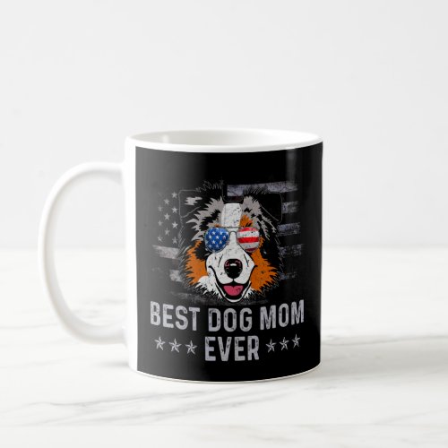 Australian Shepherd Mom Vintage American Flag Patr Coffee Mug