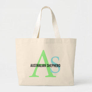 Australian Shepherd Monogram Large Tote Bag