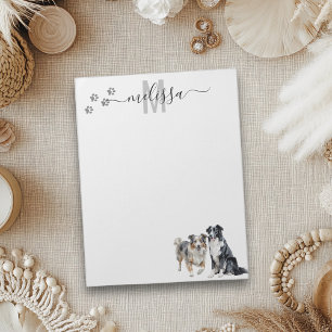 Australian Shepherd Monogram Personalized Notepad