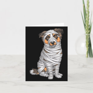 Australian Shepherd Mummy Dog Halloween Card