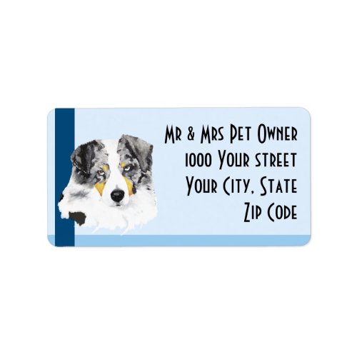 Australian Shepherd on Blue Address Label