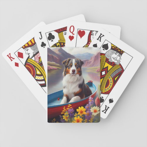 Australian Shepherd on Paddle A Scenic Adventure Poker Cards