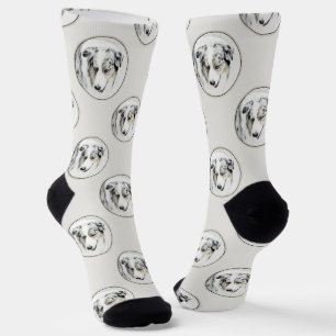Australian Shepherd Painting Blue Merle Dog Art Socks