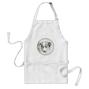 Australian Shepherd Painting - Original Dog Art Adult Apron
