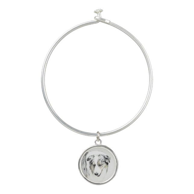 Australian Shepherd Painting - Original Dog Art Bangle Bracelet (Front)