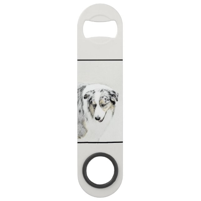 Australian Shepherd Painting - Original Dog Art Bar Key (Back)