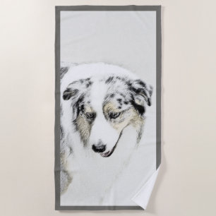 Australian Shepherd Painting - Original Dog Art Beach Towel
