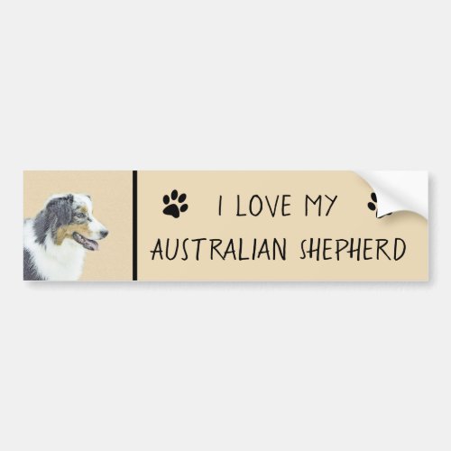 Australian Shepherd Painting _ Original Dog Art Bumper Sticker