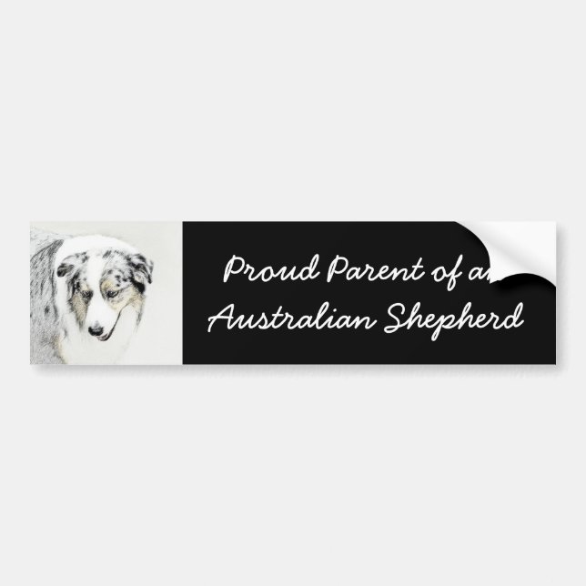 Australian Shepherd Painting - Original Dog Art Bumper Sticker (Front)