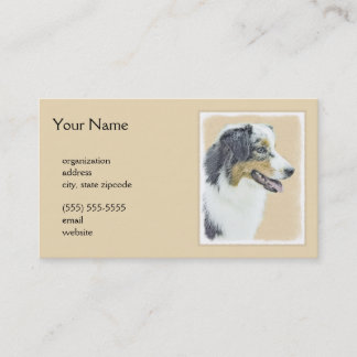 Australian Shepherd Painting - Original Dog Art Business Card