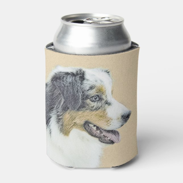 Australian Shepherd Painting - Original Dog Art Can Cooler (Can Front)