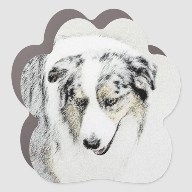 Australian Shepherd Painting - Original Dog Art Car Magnet (Front)